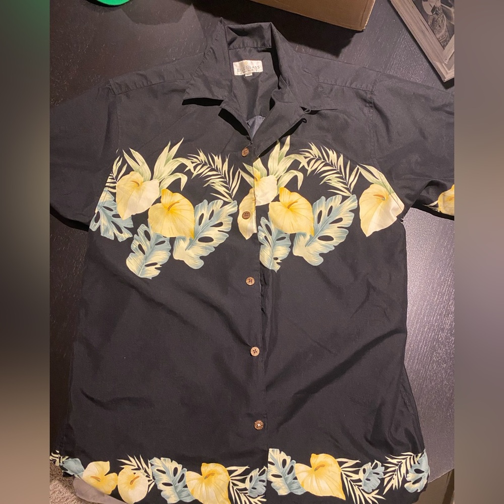 Bill Blass Black and Yellow Floral Men's Shirt